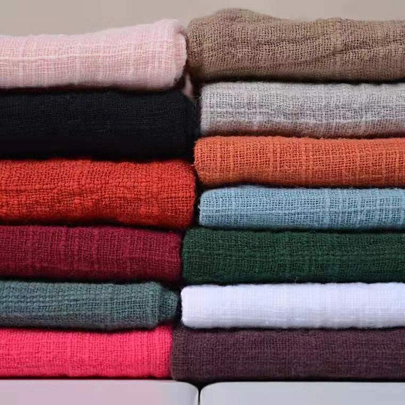 Linen Cotton Fabric Plain Flax DIY Material Craft Clothes Dress Shirt  Summer Red