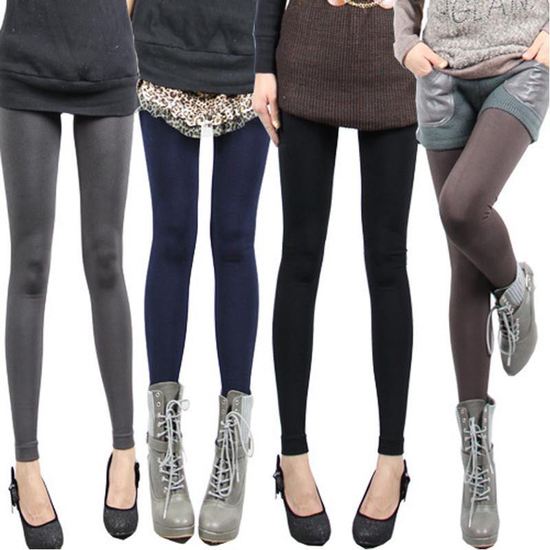 Women Double Layer Bamboo Cotton Warm Leggings Lady Winter Thick