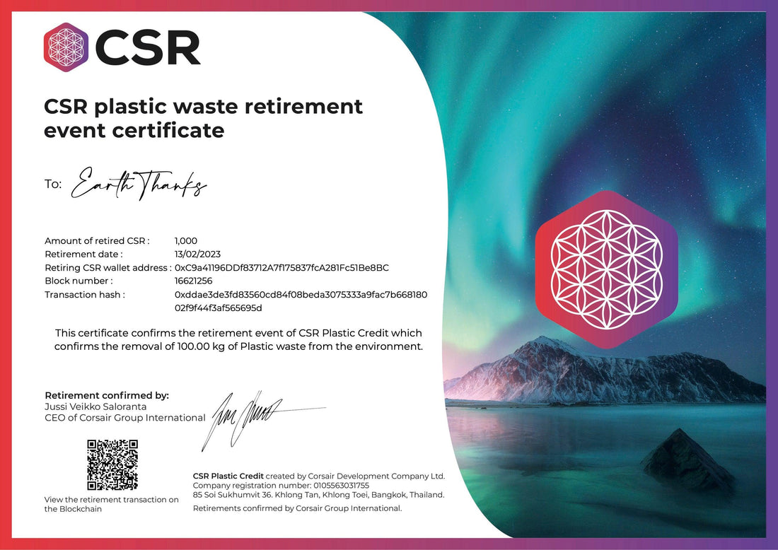 We are plastic-neutral! - CSR Plastic Credits - Earth Thanks - cryptocurrency, microplastic, nanoplastics, no plastic, plastic, plastic free, plastic pollution, plastic waste, single use plastics , natural, vegan, eco-friendly, organic, sustainable living