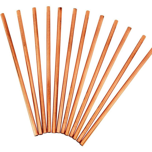 Solid Copper Straight Drinking Straw Set Of 12 - Earth Thanks - Solid Copper Straight Drinking Straw Set Of 12 - natural, vegan, eco-friendly, organic, sustainable, anti-microbial, antibacterial, antimicrobial, bottle, dinner, dinnerware, drink, drinking cup, home, house, kitchen, lunch, metal, non toxic, outdoor, portable, recyclable, recycle, recycle friendly, reusable, sterile, travel, vegan friendly, water, water bottle