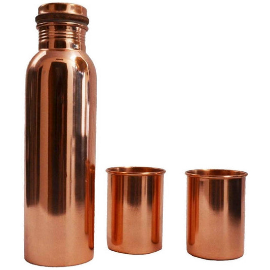 Pure Copper Water Bottle 1000ml with 2 Drinking Cups