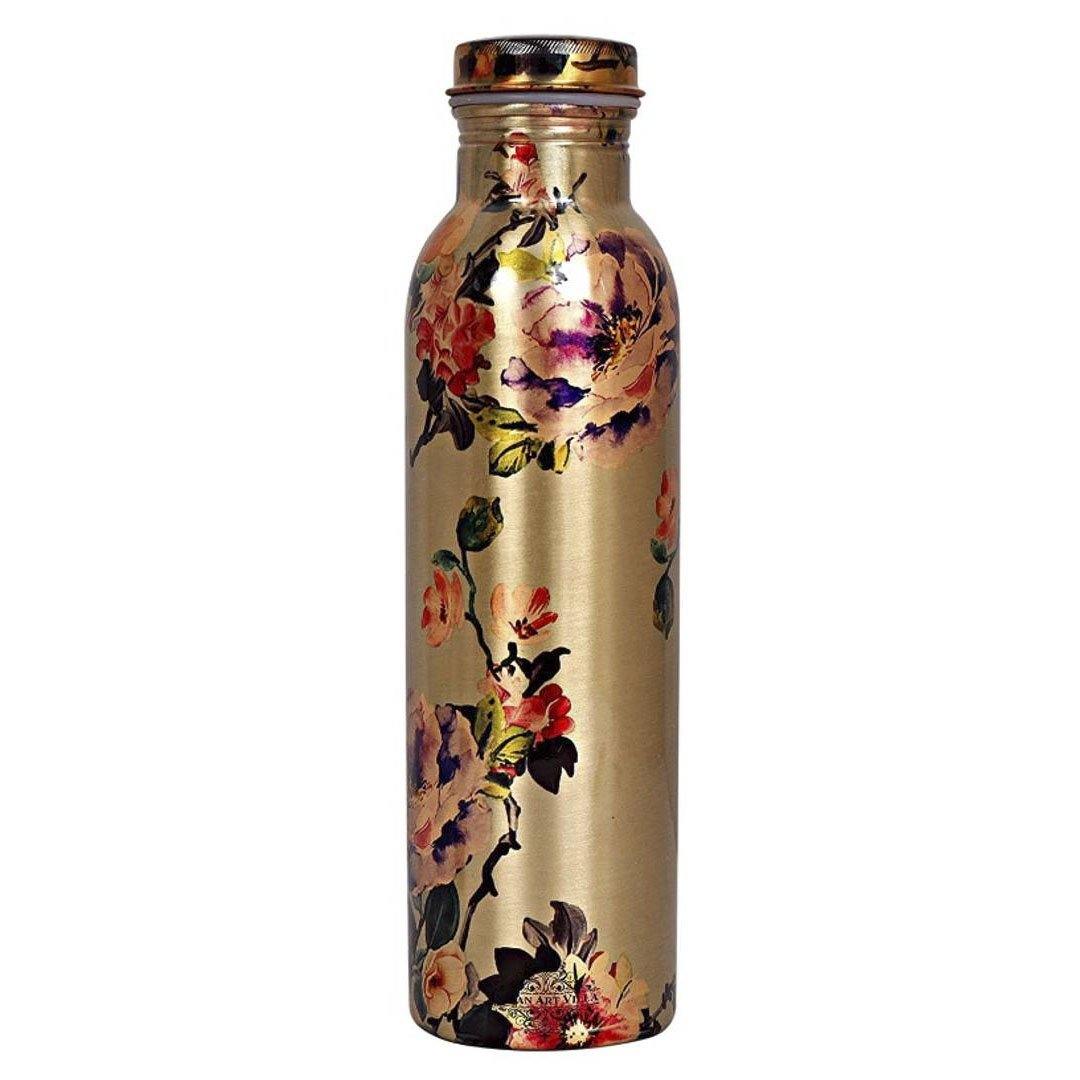 Flowers on Golden Copper Bottle, 550ml