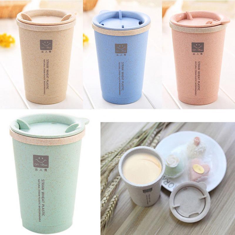 HOT Travel Office Coffee Tea Student Straws Water Bottle Cups Straw Wheat  Cup .