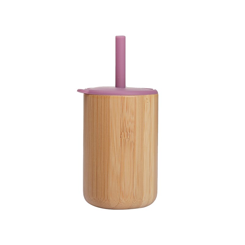 Baby Feeding Cup with Straw - Bamboo and Silicone Lid Training Cup
