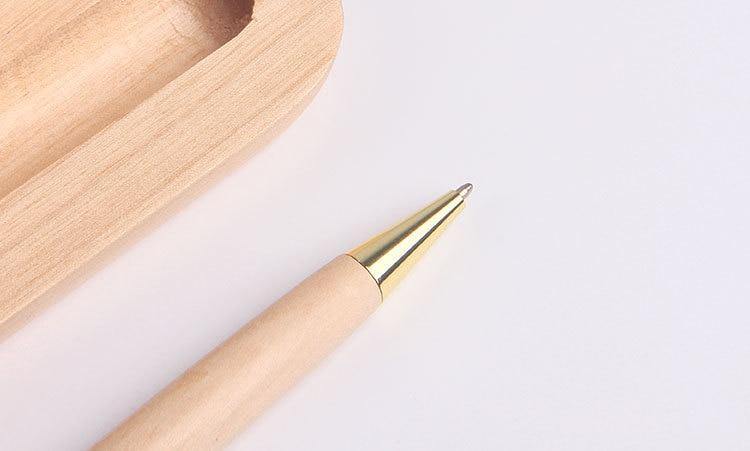 Maple Wood Ballpoint Pen With Bamboo Case - Earth Thanks - Maple Wood Ballpoint Pen With Bamboo Case - natural, vegan, eco-friendly, organic, sustainable, anti-microbial, antibacterial, antimicrobial, bamboo, box, case, compostable, container, disposable, gift, holder, maple wood, non toxic, office, pen, pencil case, pouch, recyclable, recycle, recycle friendly, reusable, stationery, sterile, unisex, vegan friendly, wood, wooden, writing