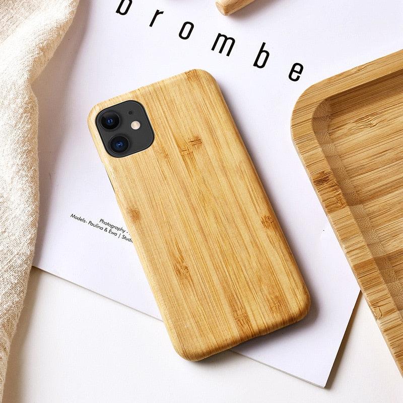 Natural Bamboo Wood Case for iPhone 13 12 Mini 11 Pro Max XS X XR 8 7 6 6S Plus SE 2020 Phone Cover With Ring Buckle Shell - Earth Thanks - Natural Bamboo Wood Case for iPhone 13 12 Mini 11 Pro Max XS X XR 8 7 6 6S Plus SE 2020 Phone Cover With Ring Buckle Shell - natural, vegan, eco-friendly, organic, sustainable, 