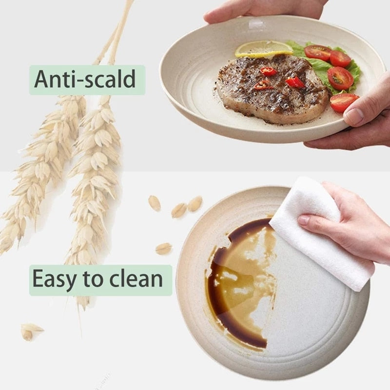 Eco-Friendly Wheat Straw Dinner Plate - Set 4Pcs Kitchen Accessories