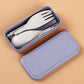 Portable Wheat Straw Fork Cutlery Set - Foldable Folding Chopsticks Cutlery Set With Box - Picnic Camping Travel Tableware Set