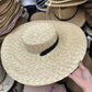 Women's Natural Wide Brim Wheat Straw Hat with Ribbon Tie - UV Protection