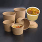 Disposable Kraft Paper Cups with Lids - Pack of 50, 230ml/350ml/460ml/720ml/1000ml