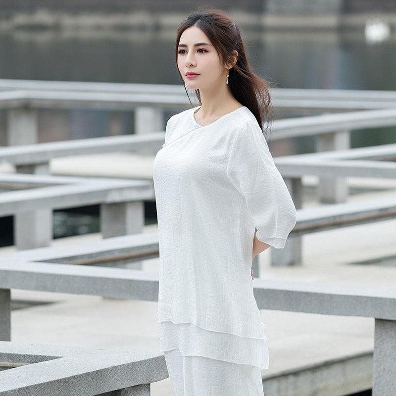 Ladies Cotton & Polyester White Yoga Dress, Size: S-XXL at Rs 210