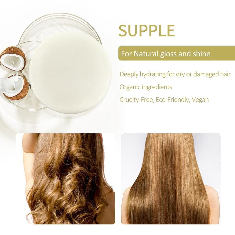 Organic Handmade Hair Conditioner Solid Soap Bar - 60g Deep Hydrating Repair for Dry, Damaged Hair