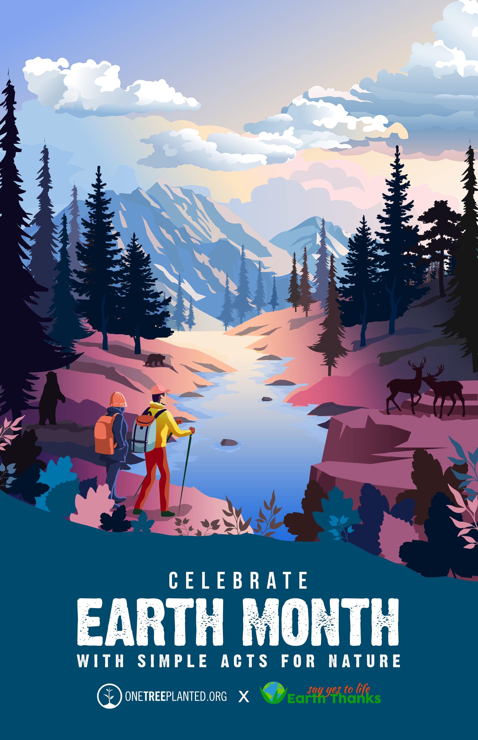 Earth Month Free Poster - Earth Thanks - Earth Month Free Poster - natural, vegan, eco-friendly, organic, sustainable, compostable, digital, download, gift, home, house, office, organic, plant trees, poster, recyclable, recycle, recycle friendly, travel, vegan friendly, wood