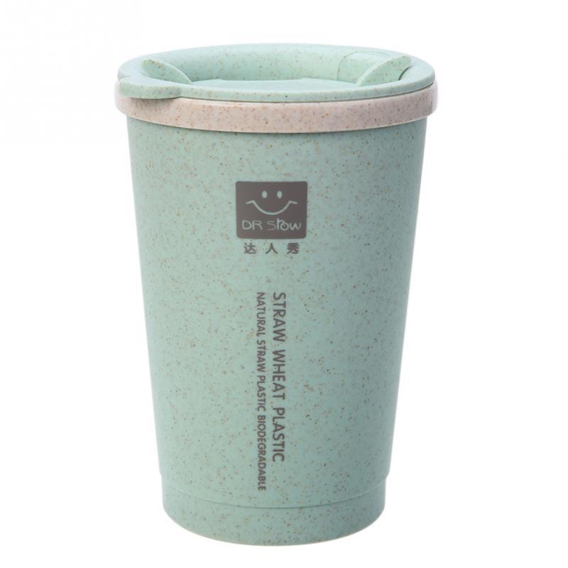 Topumt Eco Friendly Reusable Coffee Cup with Lid, Sustainable Wheat Fiber BPA Free Dishwasher and Microwave Safe Portable Eco Cup, Size: Small, Green