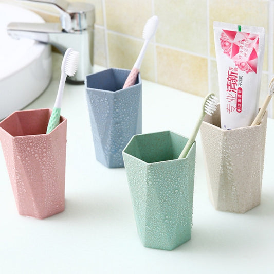 Set di tazze per spazzolini da denti diamantati ecologici in paglia di grano