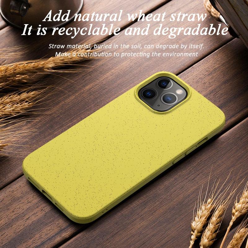 Thick Shockproof Phone Case for iPhone 13 12 11 Pro Max Mini X Xs Xr Wheat Straw for Girl Women Back Cover Shell Luxury Fashion - Earth Thanks - Thick Shockproof Phone Case for iPhone 13 12 11 Pro Max Mini X Xs Xr Wheat Straw for Girl Women Back Cover Shell Luxury Fashion - natural, vegan, eco-friendly, organic, sustainable, 