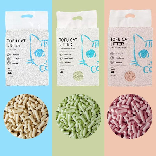 Biodegradable Dust-Free Clumping Flushable Cat Litter - Natural Tofu and Green Tea Formula