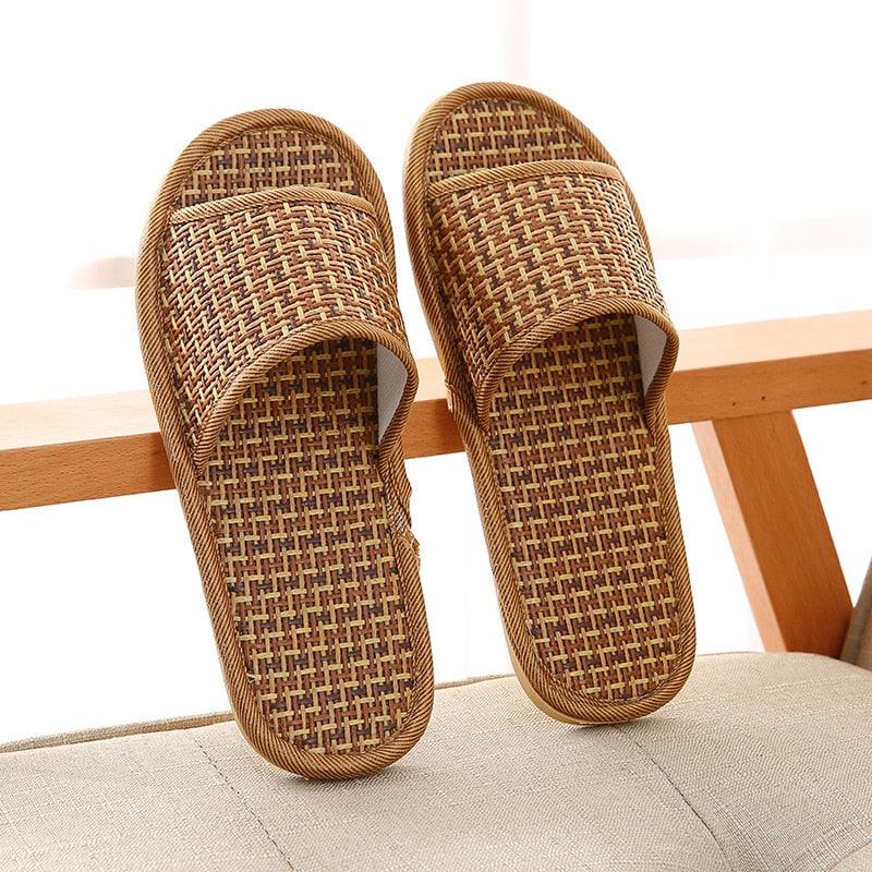 Spring and summer bamboo woven rattan and grass lovers straw mat slippers indoor wooden floor home linen slippers - Earth Thanks - Spring and summer bamboo woven rattan and grass lovers straw mat slippers indoor wooden floor home linen slippers - natural, vegan, eco-friendly, organic, sustainable, bamboo, biodegradable, linen, natural, non-toxic, plastic-free, vegan, wood, wooden