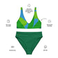Recycled High-waisted Green Earth Bikini - Earth Thanks - Recycled High-waisted Green Earth Bikini - natural, vegan, eco-friendly, organic, sustainable, accessories, apparel, beach, beach wear, beachwear, bikini, sea, summer, swim, swimming pool