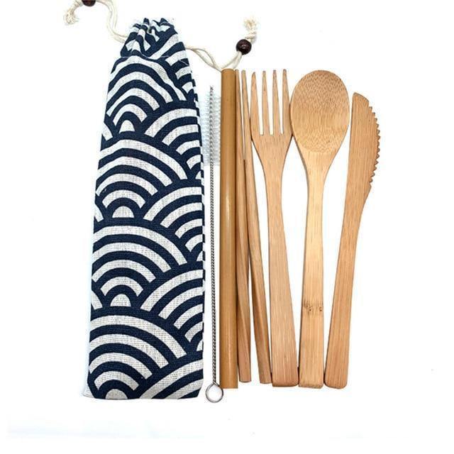 Natural Eco-friendly Reusable Bamboo Cutlery Set 8 pieces Lunch Office –  Earth Thanks