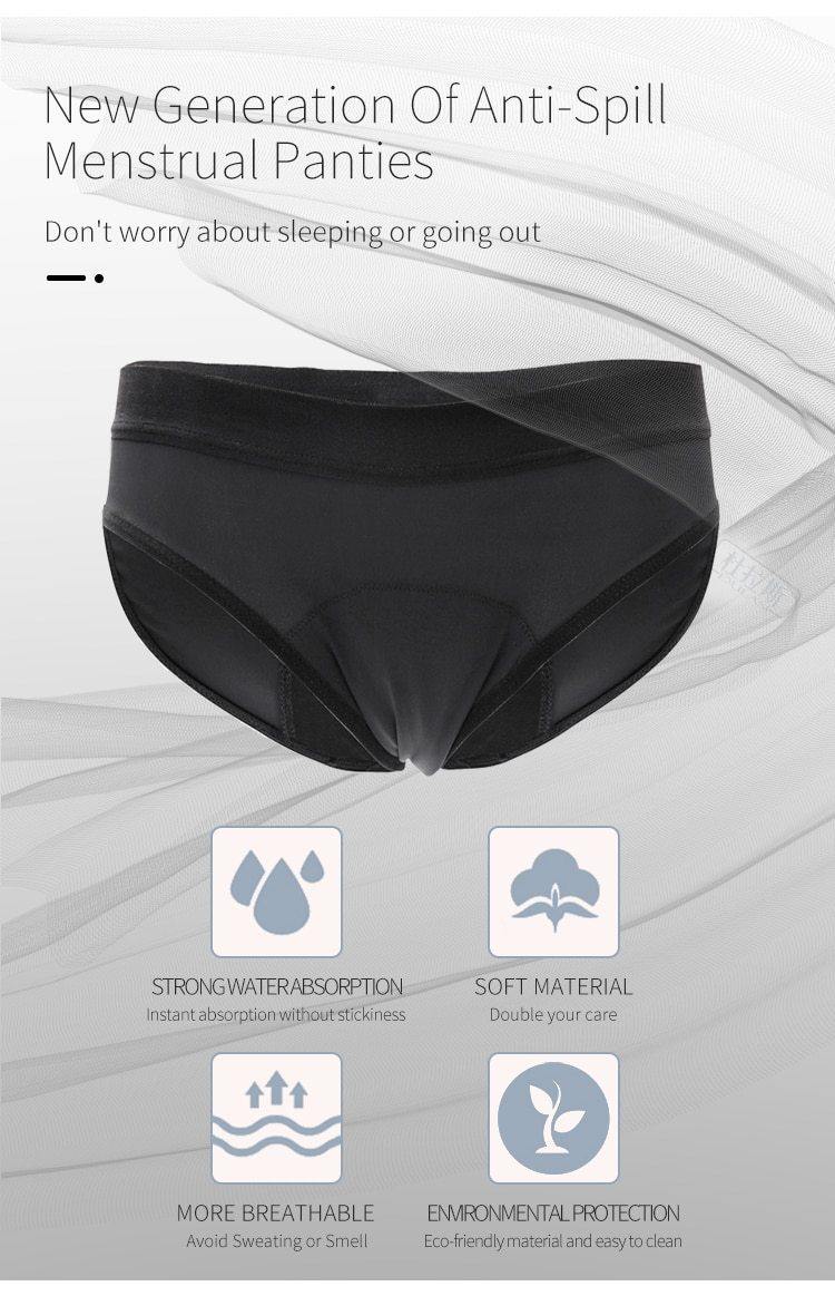 OEM Biodegradable Bamboo Cotton Seamless Anti-Side-Leakage Period Leakproof  Panties Women's Menstrual Period Underwear - China Panties and Underwear  price