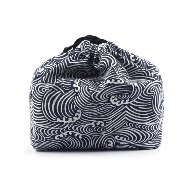 Drawstring Lunch Box Bag, Japanese Style Bento Box Bag, Linen