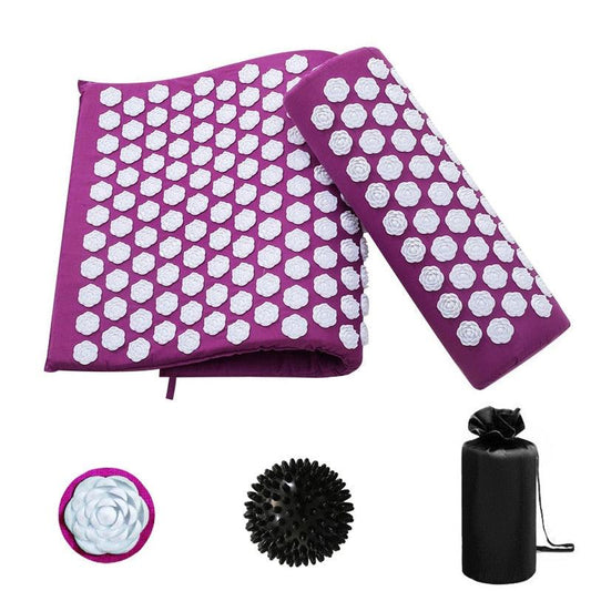 Massage Acupressure Yoga Mat with Pillow - Earth Thanks - Massage Acupressure Yoga Mat with Pillow - natural, vegan, eco-friendly, organic, sustainable, acupressure, biodegradable, eco-friendly, fatigue relief, health & beauty, massage, mat with pillow, natural, no stress, non toxic, pain relief, pilates, plastic-free, portable, recyclable, recycle friendly, relax, relaxation, relieve fatigue, relieve pain, safe, sustainable, vegan, vegan friendly, yoga, yoga mat