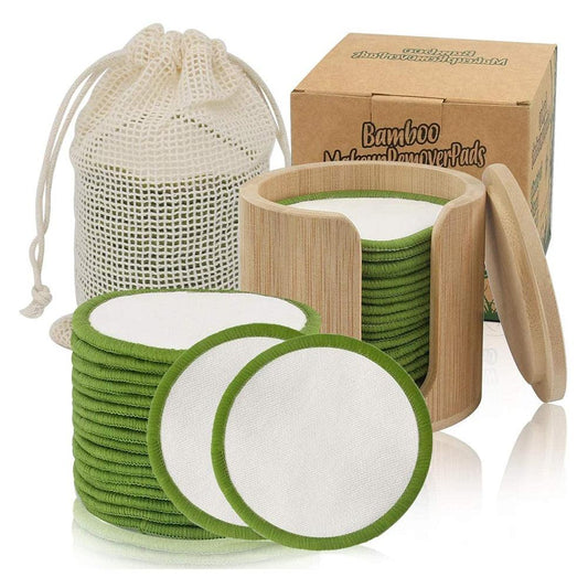 16 Reusable Washable Bamboo Cotton Makeup Remover Pads