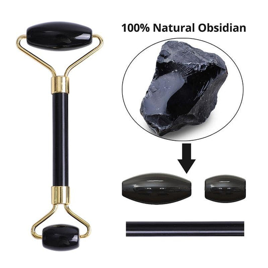 Natural Black Obsidian Face Massage Roller - Earth Thanks - Natural Black Obsidian Face Massage Roller - natural, vegan, eco-friendly, organic, sustainable, beauty, beauty care, black obsidian, chakra, crystal, crystal therapy, eco-friendly, environment, face massage, first chakra, health & beauty, massage, massage tool, muladhara chakra, natural, natural beauty, natural obsidian, natural therapy, non toxic, obsidian, portable, recycle friendly, safe, self-care, skin, skin care, sustainable, vegan friendly