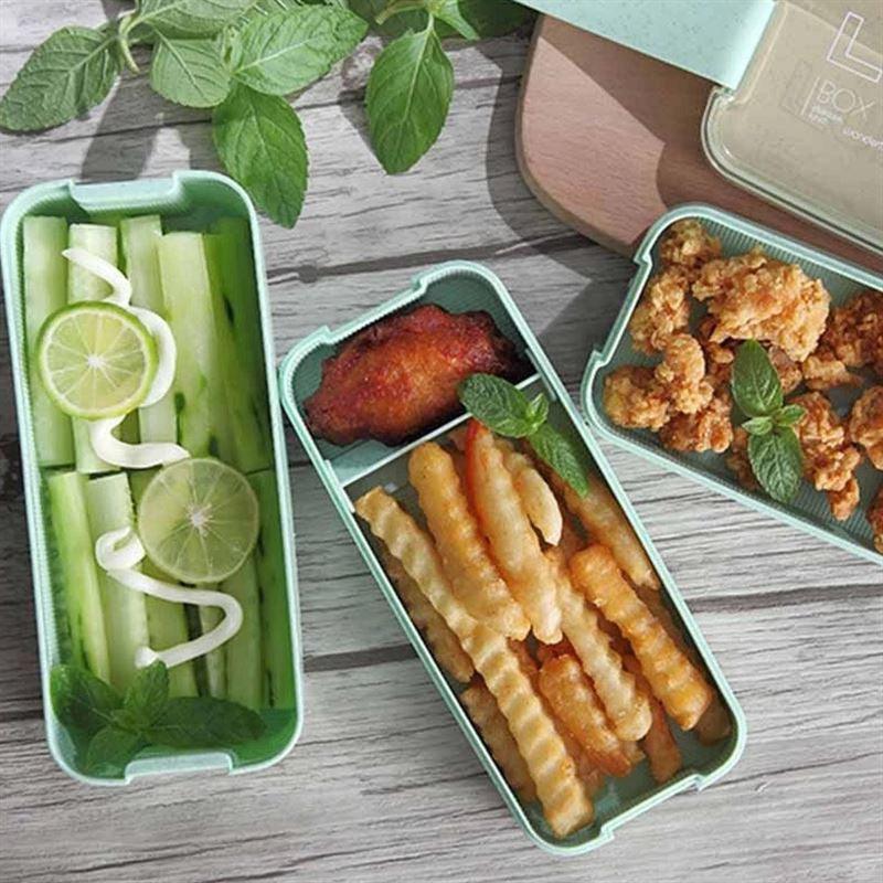 Eco-Friendly Wheat Straw Lunch Box - 3 Layer Bioplastic Container 900ml/750ml
