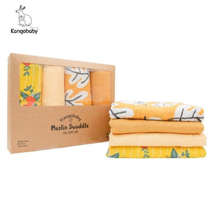 Organic Cotton Baby Swaddle Blankets - Pack of 4