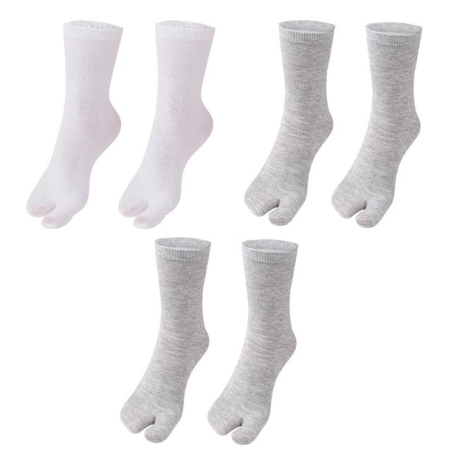 4 Pairs Men Cotton Tabi Socks Soft Split Two Toe Spotted Striped Japanese  Style