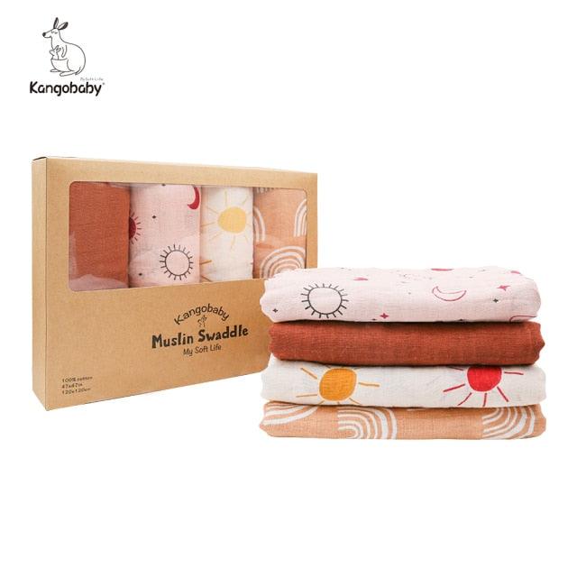 Organic Cotton Baby Swaddle Blankets - Pack of 4