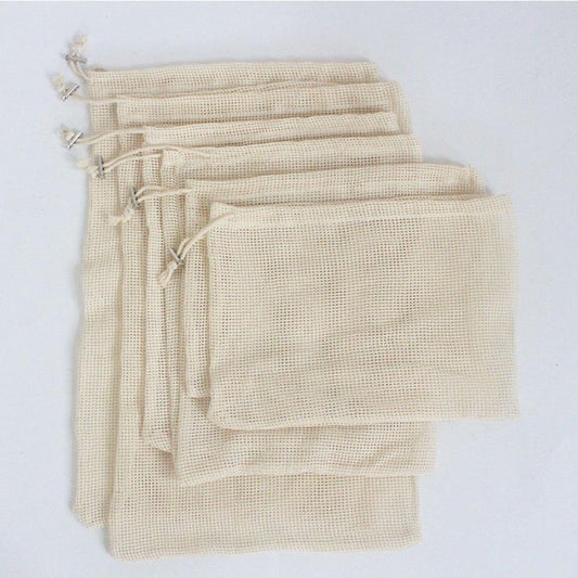 Reusable Cotton Mesh Bags - Earth Thanks - Reusable Cotton Mesh Bags - natural, vegan, eco-friendly, organic, sustainable, bag, camping, compostable, container, cotton, eco shoppers, food, food storage, food wrap, fresh, home, home care, house, housekeeping, lunch box, non toxic, organic, organic cotton, organization, outdoor, picnic, plant trees, portable, recyclable, recycle, recycle friendly, reusable, save food, shopper, soft, tools, travel, vegan friendly, washing machine
