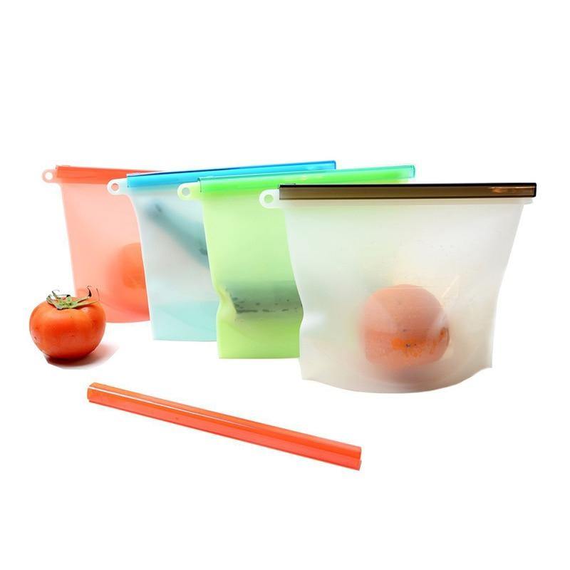 Silicone Food Storage Bag - Earth Thanks - Silicone Food Storage Bag - natural, vegan, eco-friendly, organic, sustainable, bag, camping, collapsible, container, dinner, dinnerware, disposable, food, food grade silicone, food storage, fresh, fridge, home care, house, housekeeping, liquid, lunch, lunch box, men, non toxic, office, picnic, plant trees, portable, recyclable, recycle, recycle friendly, reusable, save food, school, silicone, sterile, tableware, travel, unisex, vegan friendly, woman, women